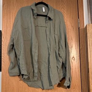 Zenana Outfitters Sage Green Button Down Shirt